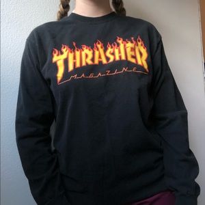 Thrasher Black Long Sleeve Flame Shirt